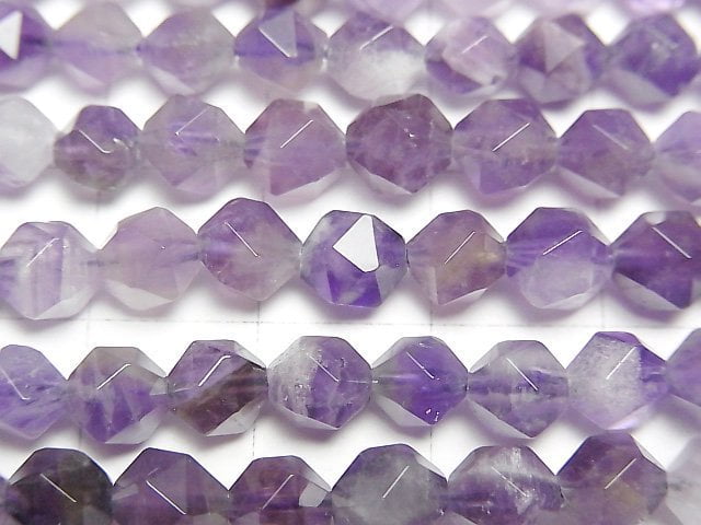 [Video] Stripe Amethyst 20Faceted Round 6mm 1strand beads (aprx.15inch / 37cm)