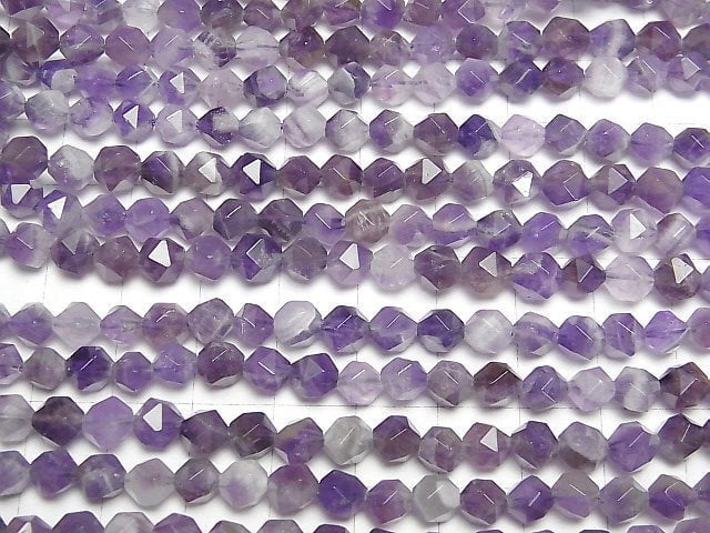 [Video] Stripe Amethyst 20Faceted Round 6mm 1strand beads (aprx.15inch / 37cm)