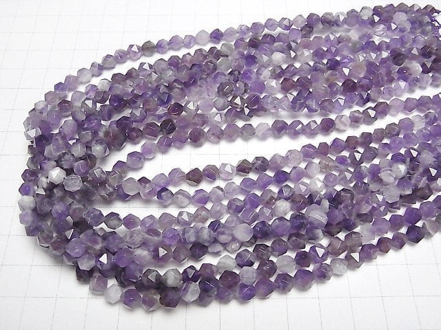 [Video] Stripe Amethyst 20Faceted Round 6mm 1strand beads (aprx.15inch / 37cm)