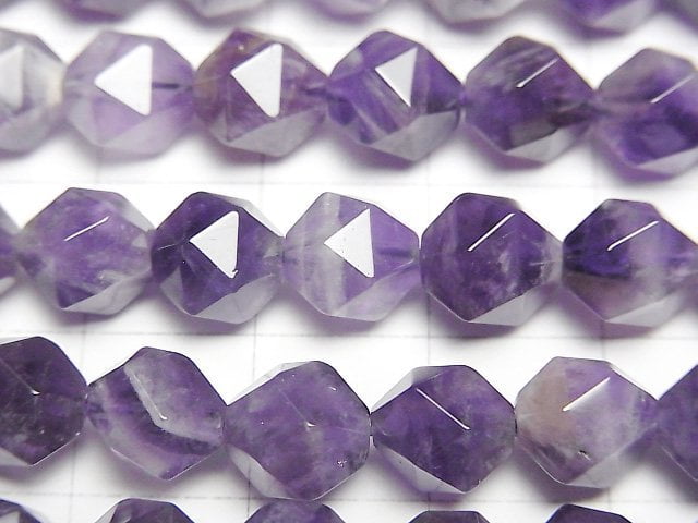 [Video] Stripe Amethyst 24Faceted Round 8mm 1strand beads (aprx.15inch / 37cm)