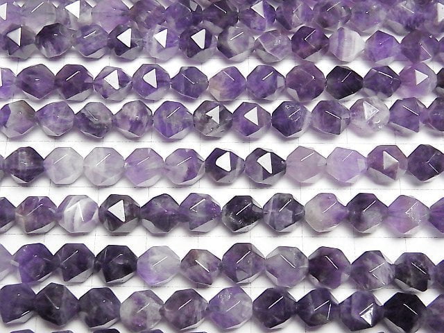 [Video] Stripe Amethyst 24Faceted Round 8mm 1strand beads (aprx.15inch / 37cm)