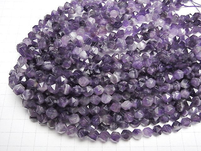 [Video] Stripe Amethyst 24Faceted Round 8mm 1strand beads (aprx.15inch / 37cm)