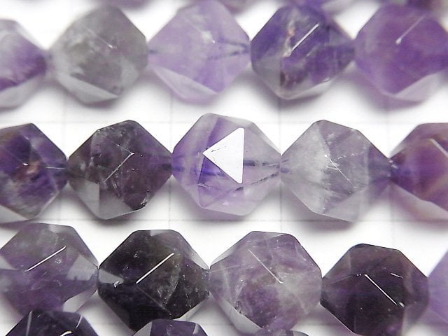 [Video] Stripe Amethyst 24 Faceted Round 10 mm half or 1 strand beads (aprx. 15 inch / 37 cm)