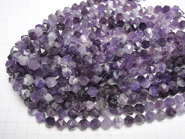 [Video] Stripe Amethyst 24 Faceted Round 10 mm half or 1 strand beads (aprx. 15 inch / 37 cm)