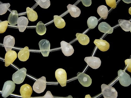 Mixed Stone  Faceted Drop 9x6x6mm half or 1strand beads (aprx.15inch/38cm)