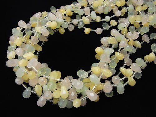 Mixed Stone  Faceted Drop 9x6x6mm half or 1strand beads (aprx.15inch/38cm)