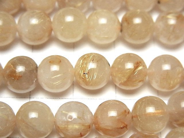 [Video] Rutilated Quartz AA Round 8mm half or 1strand beads (aprx.15inch / 38cm)