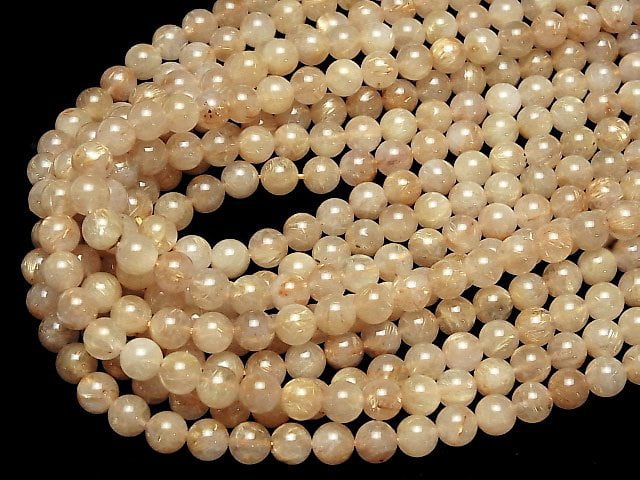 [Video] Rutilated Quartz AA Round 8mm half or 1strand beads (aprx.15inch / 38cm)