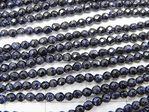 1strand $8.79! Blue Golden Sand Stone  Faceted Round 2mm  1strand beads (aprx.15inch/36cm)