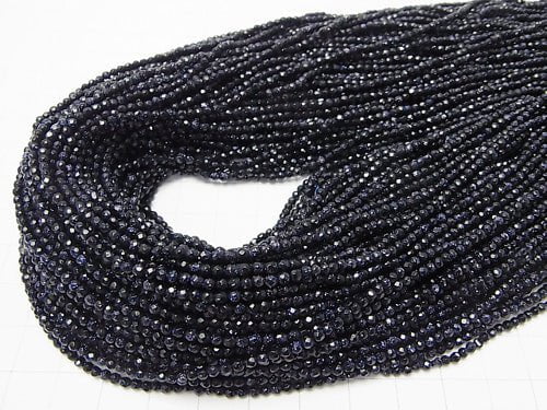 1strand $8.79! Blue Golden Sand Stone  Faceted Round 2mm  1strand beads (aprx.15inch/36cm)