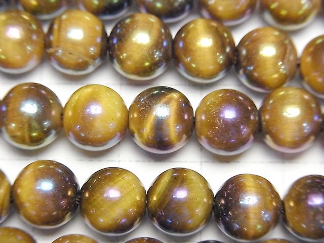 [Video] Flash, Yellow Tiger's Eye Round 8mm 1strand beads (aprx.15inch/38cm)