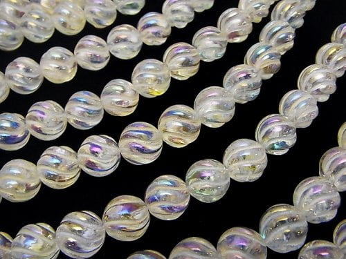 Aqua Crystal Round 10 mm S line Twist half or 1 strand beads (aprx.15 inch / 37 cm)