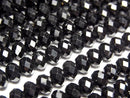 High Quality! Black Tourmaline AA++ Faceted Button Rondelle 6x6x4mm half or 1strand beads (aprx.15inch/37cm)