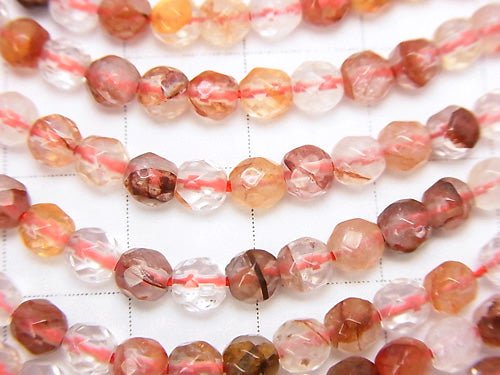 1strand $8.79! Red Hematite Quartz 32 Faceted Round 4 mm 1strand beads (aprx.15 inch / 36 cm)