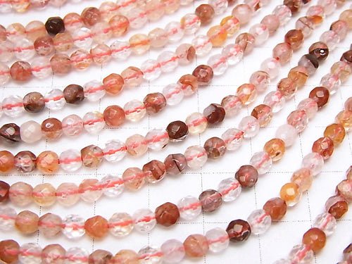 1strand $8.79! Red Hematite Quartz 32 Faceted Round 4 mm 1strand beads (aprx.15 inch / 36 cm)