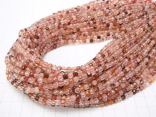 1strand $8.79! Red Hematite Quartz 32 Faceted Round 4 mm 1strand beads (aprx.15 inch / 36 cm)