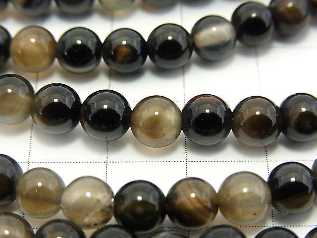 1strand $4.79! Madagascar Black Stripe Agate Round 6mm 1strand beads (aprx.15inch / 36cm)