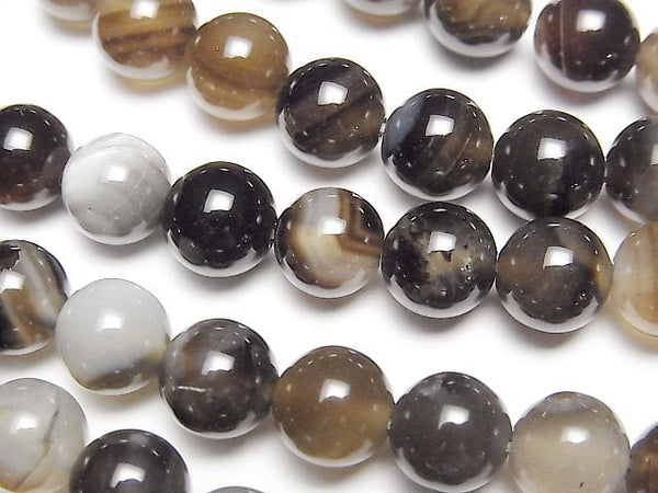 1strand $5.79! Madagascar Black Stripe Agate Round 8mm 1strand beads (aprx.15inch / 38cm)