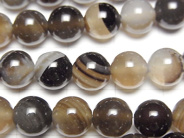 1strand $5.79! Madagascar Black Stripe Agate Round 8mm 1strand beads (aprx.15inch / 38cm)