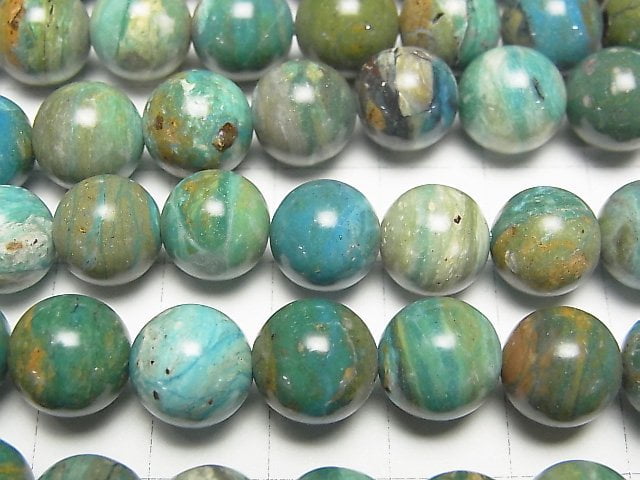 [Video] Peru Blue Opal AAA - AA ++ Round 10 mm 1/4 or 1strand beads (aprx.15 inch / 38 cm)