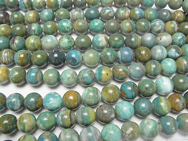 [Video] Peru Blue Opal AAA - AA ++ Round 10 mm 1/4 or 1strand beads (aprx.15 inch / 38 cm)