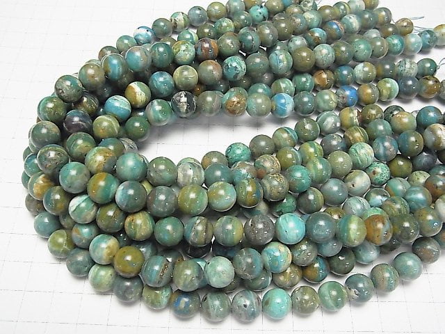 [Video] Peru Blue Opal AAA - AA ++ Round 10 mm 1/4 or 1strand beads (aprx.15 inch / 38 cm)