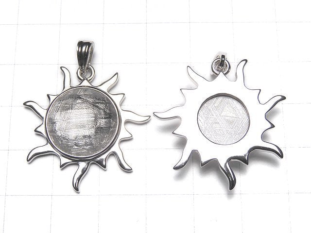 Meteorite (Muonionalusta) Sun 27 x 30 x 5 mm Pendant (Faceted) Silver 925