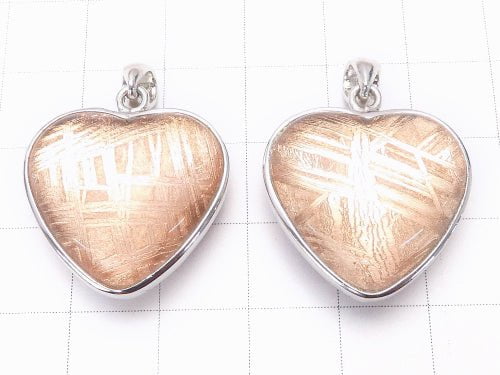 Meteorite (Gibeon) Pendant Heart 20 x 22 x 10 mm Both Side Finish Pink Gold Color 1 pc