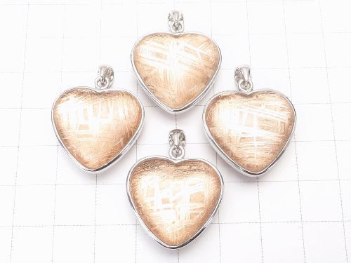 Meteorite (Gibeon) Pendant Heart 20 x 22 x 10 mm Both Side Finish Pink Gold Color 1 pc