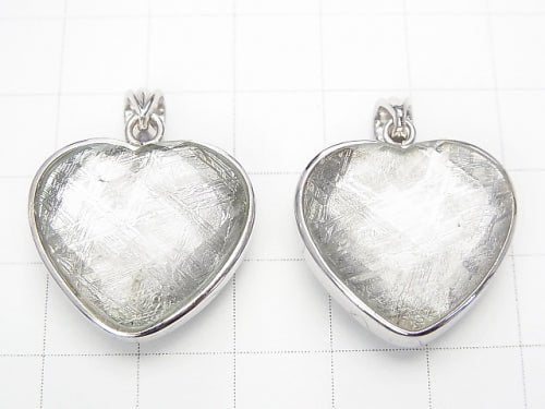 Meteorite (Muonionalusta) Pendant  Heart cut 20x22x10mm Both Side Finish  Silver925  1pc