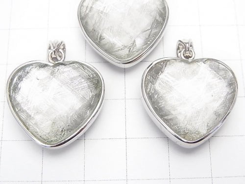 Meteorite (Muonionalusta) Pendant  Heart cut 20x22x10mm Both Side Finish  Silver925  1pc