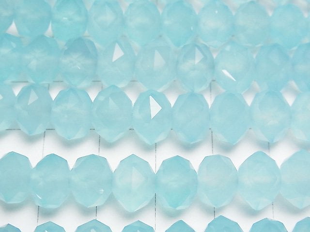 [Video] Sea Blue Chalcedony AAA Star Faceted Button Rondelle 10 x 10 x 7 mm 1/4 or 1strand beads (aprx.15 inch / 38 cm)