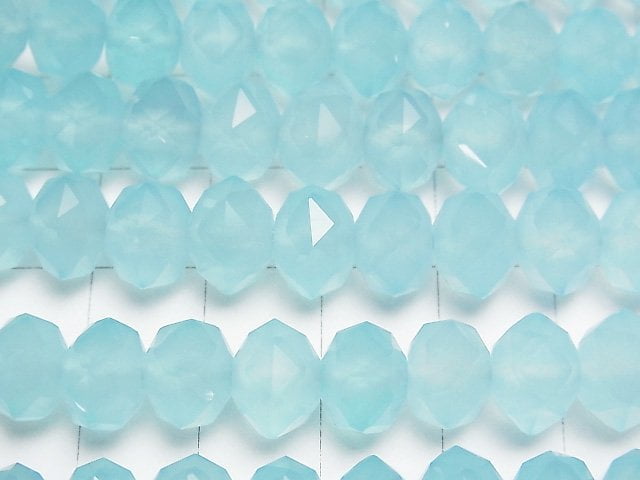 [Video] Sea Blue Chalcedony AAA Star Faceted Button Roundel 10 x 10 x 7 mm 1/4 or 1strand beads (aprx.15 inch / 38 cm)