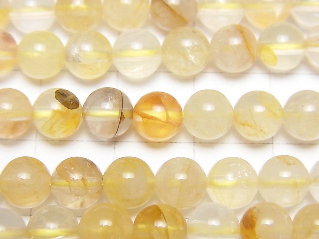 [Video] Yellow Hematite Quartz Round 6mm 1strand beads (aprx.15inch / 38cm)