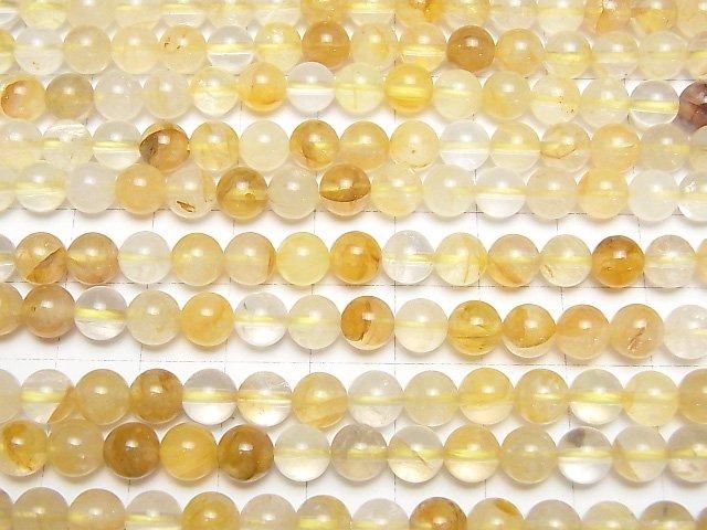 [Video] Yellow Hematoid Quartz Round 6mm 1strand beads (aprx.15inch/37cm)