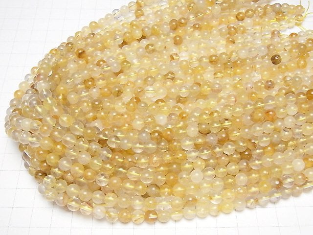 [Video] Yellow Hematite Quartz Round 6mm 1strand beads (aprx.15inch / 38cm)