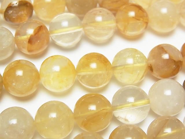 [Video] Yellow Hematoid Quartz Round 10mm half or 1-strand beads (approx. 15 inches/36 cm)