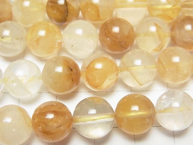 [Video] Yellow Hematoid Quartz Round 10mm half or 1-strand beads (approx. 15 inches/36 cm)
