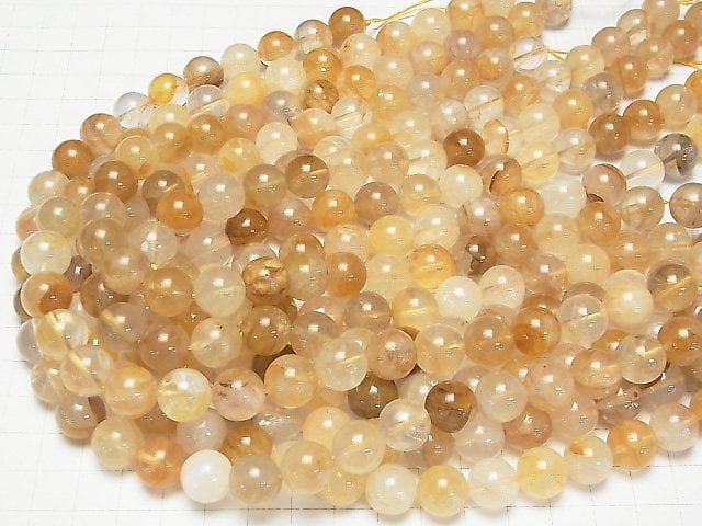 [Video] Yellow Hematite Quartz Round 12 mm half or 1 strand beads (aprx.15 inch / 36 cm)