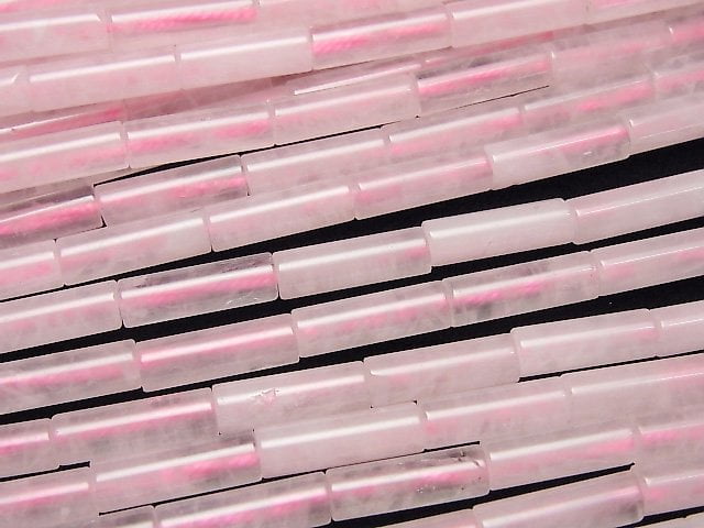 Rose Quartz, Tube Gemstone Beads