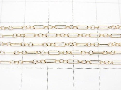 14KGF Figaro (long and short) chain 4.5x1.5mm 10cm