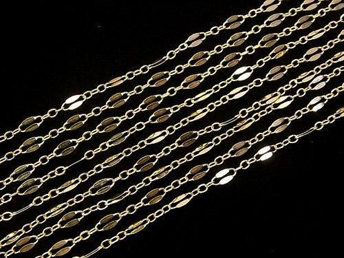14KGF Long and Short Chain (Flat) 5.0 x 2.2 mm 10 cm