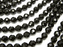 [Video] High Quality! Black Tourmaline AA++ - AA+ 48 Faceted Round 8 mm half or 1 strand beads (aprx.15 inch / 37 cm)