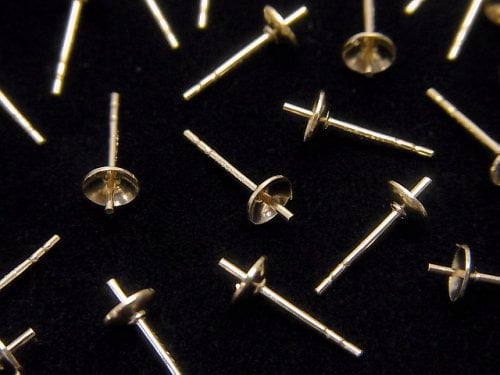 [Video] 14KGF Direct Earstuds Earrings [3mm][4mm] Catch groove 2pcs 1pair