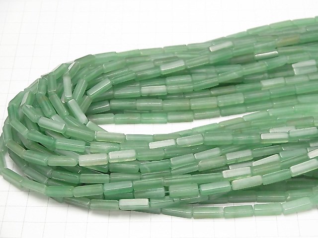 Green Aventurine 4Faceted Faceted Tube 13x4x4mm1strand beads (aprx.15inch/38cm)
