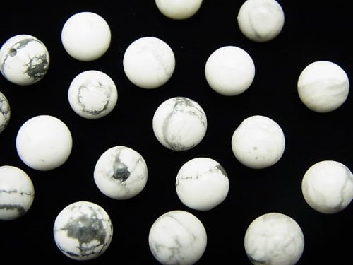 Howlite Magnesite  Half Drilled Hole Round 6mm 10pcs $2.19