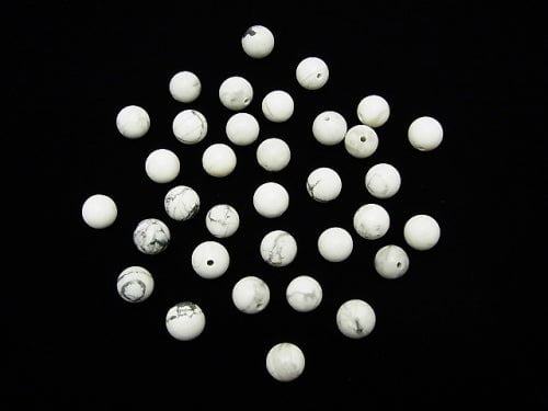 Howlite Magnesite  Half Drilled Hole Round 6mm 10pcs $2.19