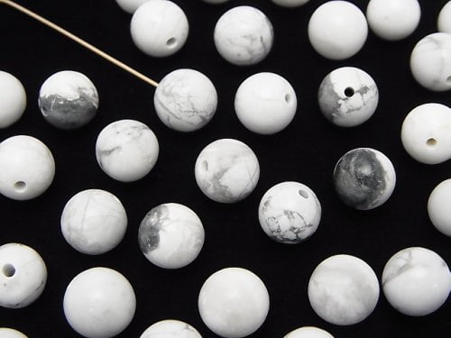 Howlite Magnesite  Half Drilled Hole Round 8mm 10pcs