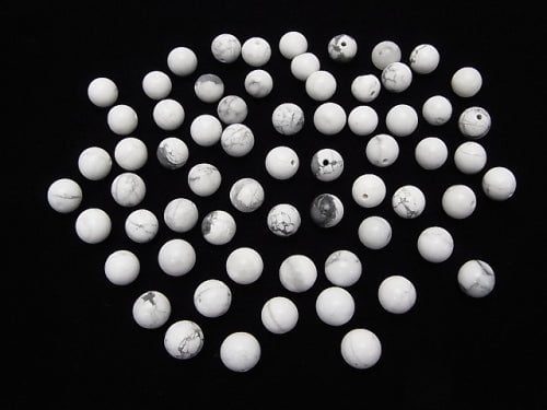 Howlite Magnesite  Half Drilled Hole Round 8mm 10pcs