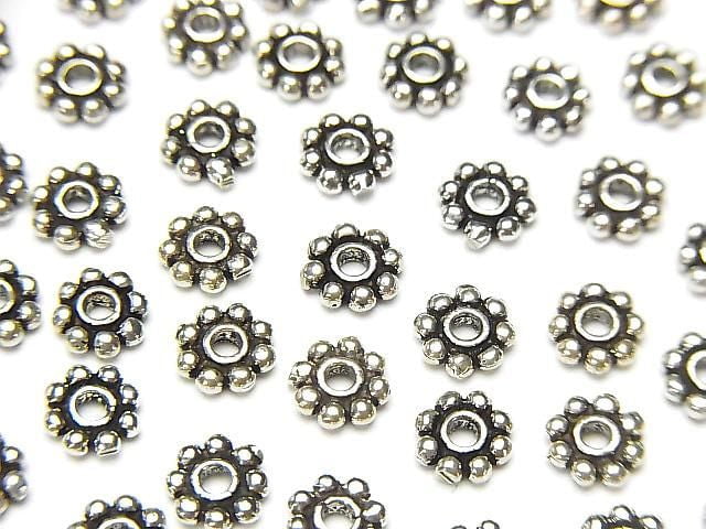 Silver 925 Rondelle Daisy 5x5x1.3mm Oxidized Finish 10pcs